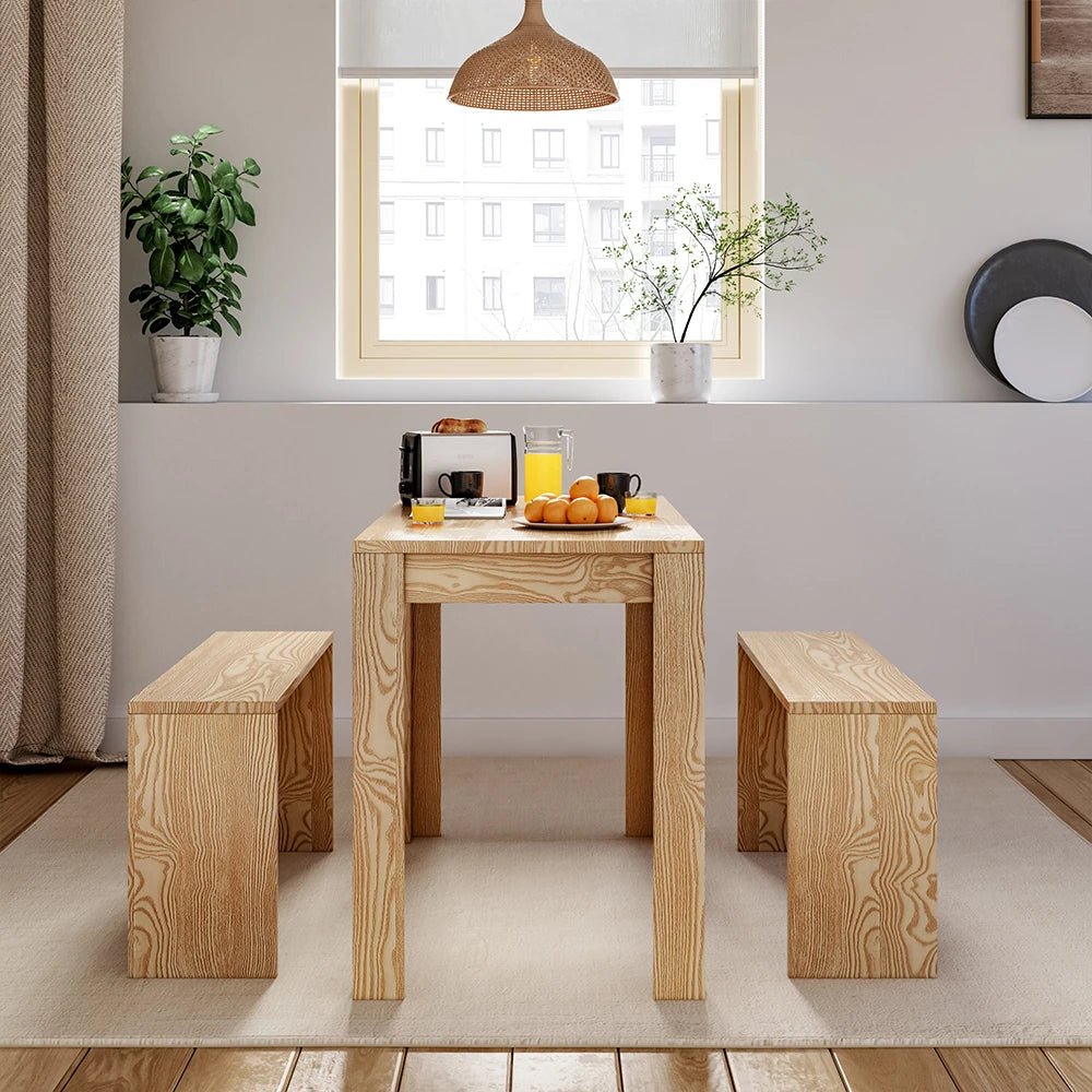 3-Piece Modern Dining Table & Bench Set – Indoor/Outdoor Use