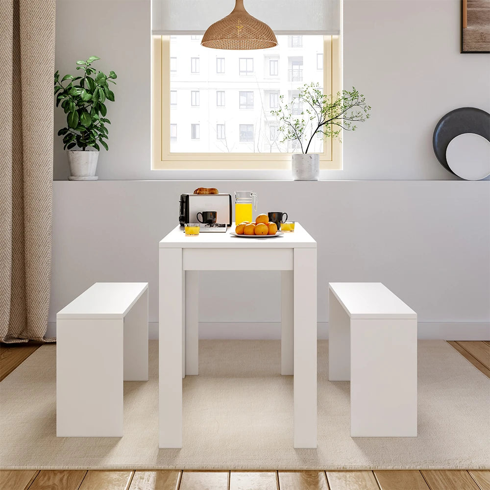 3-Piece Modern Dining Table & Bench Set – Indoor/Outdoor Use
