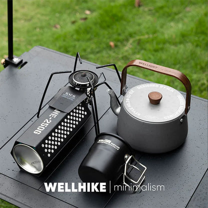 WELLHIKE 1.1L Ultralight Aluminum Camping Kettle – Black/Grey
