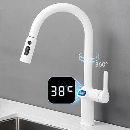 Digital Display Pull-Out Kitchen Faucet – Rotatable Temperature Tap