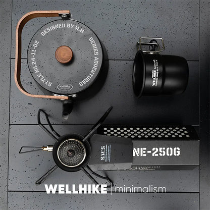 WELLHIKE 1.1L Ultralight Aluminum Camping Kettle – Black/Grey