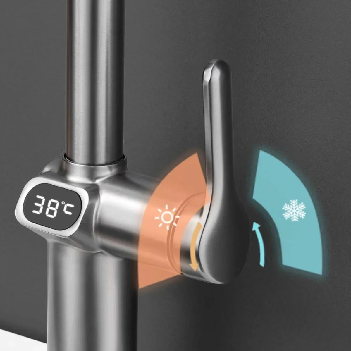 Digital Display Pull-Out Kitchen Faucet – Rotatable Temperature Tap