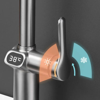 Digital Display Pull-Out Kitchen Faucet – Rotatable Temperature Tap
