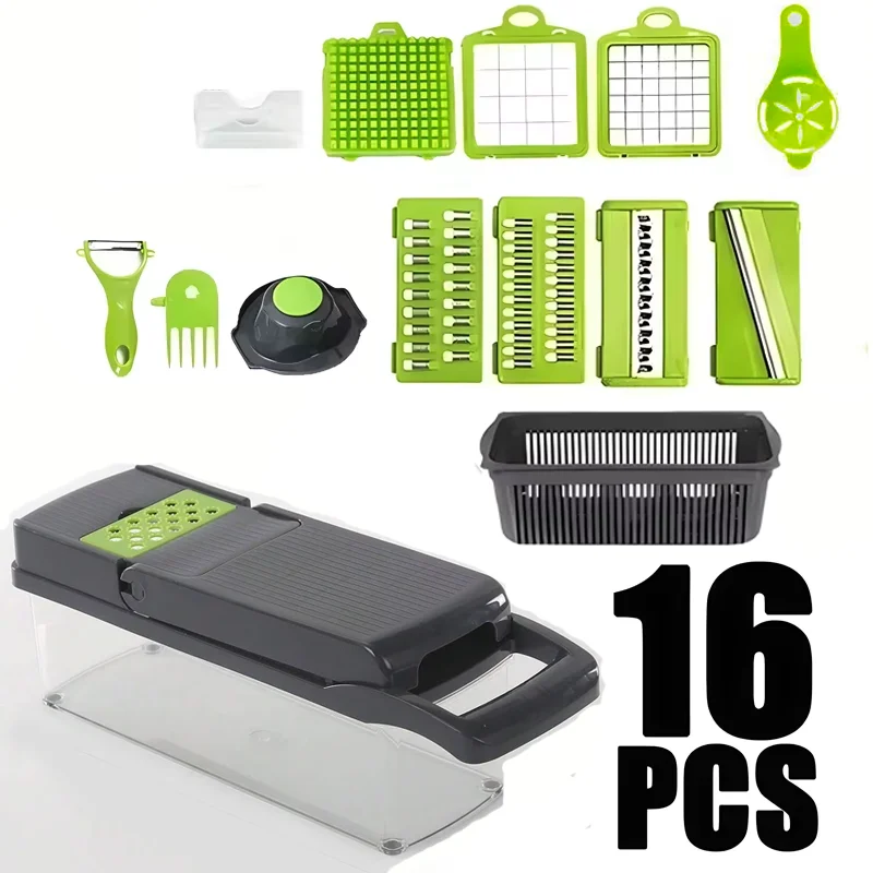 14/16-in-1 Multifunctional Vegetable Chopper & Slicer Kitchen Tool