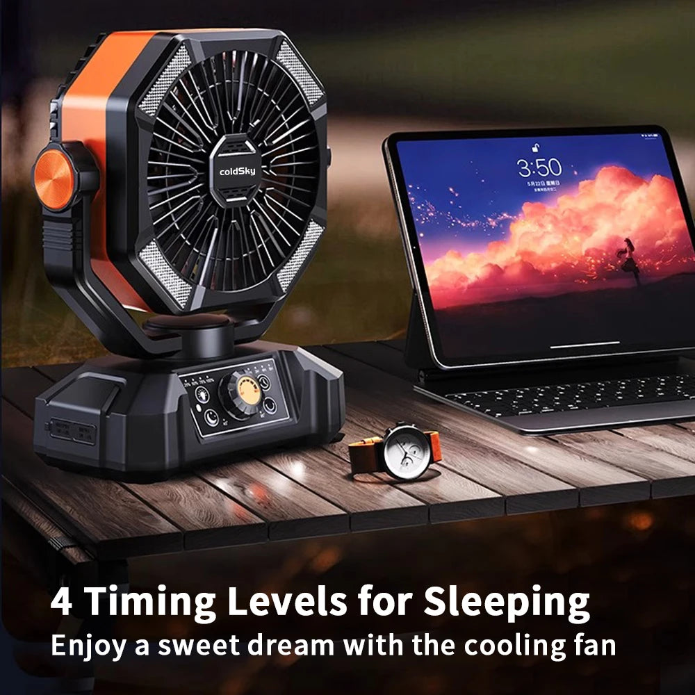coldSky 20000mAh Camping Fan with LED Lantern – 8-Speed Portable Outdoor Fan