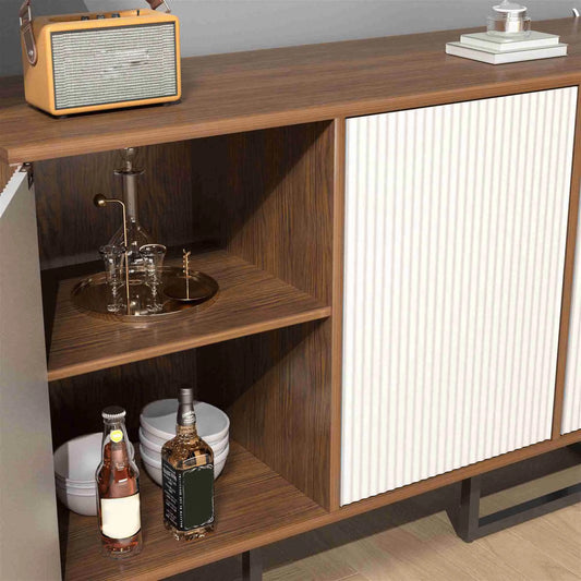 Wood Buffet Sideboard with Slate Top – 2 Doors & 3 Drawers