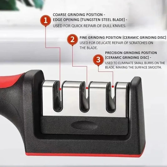 Multi-Purpose Knife Sharpener – 3/4-Slot Handheld Design